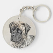 Engels Mastiff (Brindle) schilderen - Dog Art Sleutelhanger (Achterkant)