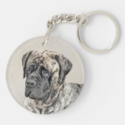 Engels Mastiff (Brindle) schilderen - Dog Art Sleutelhanger (Achterkant)