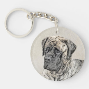 Engels Mastiff (Brindle) schilderen - Dog Art Sleutelhanger