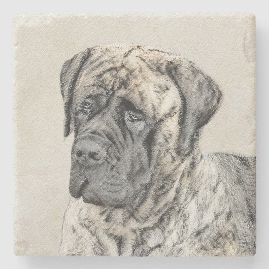 Engels Mastiff (Brindle) schilderen - Dog Art Stenen Onderzetter (Voorkant)