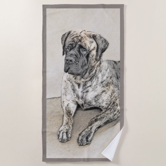 Engels Mastiff (Brindle) schilderen - Dog Art Strandlaken (Voorkant)