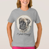 Engels Mastiff (Brindle) Schilderen - Dog Art T-Sh T-shirt (Voorkant)