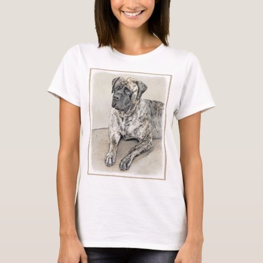Engels Mastiff (Brindle) schilderen - Dog Art T-shirt (Voorkant)