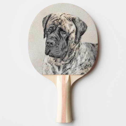 Engels Mastiff (Brindle) schilderen - Dog Art Tafeltennisbatje (Voorkant)