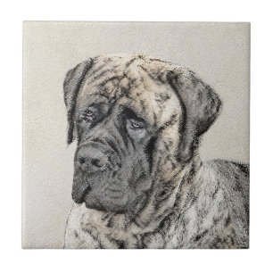 Engels Mastiff (Brindle) schilderen - Dog Art Tegeltje