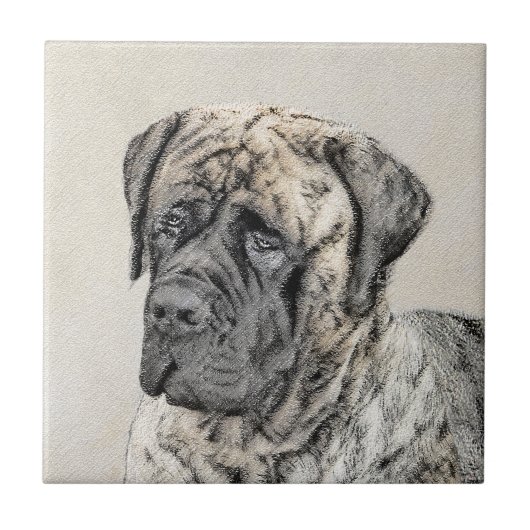 Engels Mastiff (Brindle) schilderen - Dog Art Tegeltje (Voorkant)