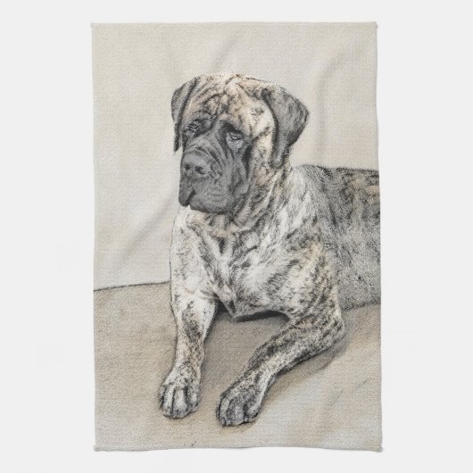 Engels Mastiff (Brindle) schilderen - Dog Art Theedoek (Verticaal)