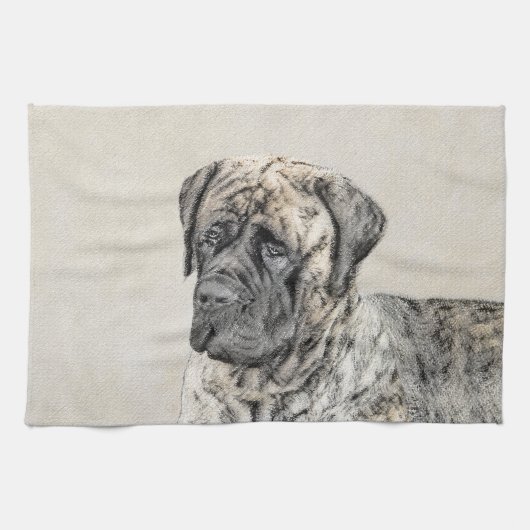 Engels Mastiff (Brindle) schilderen - Dog Art Theedoek (Horizontaal)