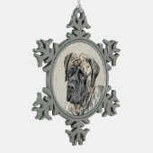 Engels Mastiff (Brindle) schilderen - Dog Art Tin Sneeuwvlok Ornament (Links)
