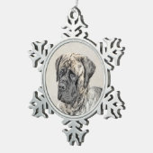 Engels Mastiff (Brindle) schilderen - Dog Art Tin Sneeuwvlok Ornament (Rechts)