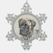 Engels Mastiff (Brindle) schilderen - Dog Art Tin Sneeuwvlok Ornament (Voorkant)
