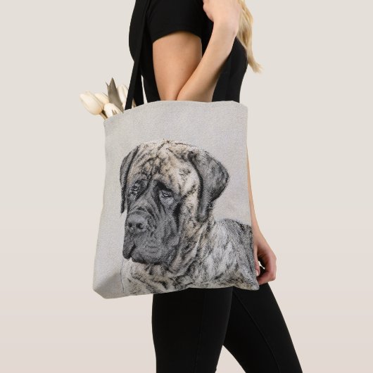 Engels Mastiff (Brindle) schilderen - Dog Art Tote Bag (Dichtbij)