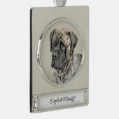 Engels Mastiff (Brindle) schilderen - Dog Art Verzilverd Banner Ornament (Rechts)