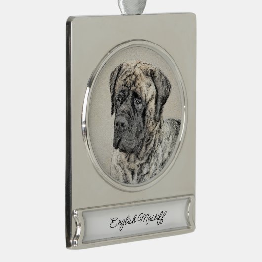 Engels Mastiff (Brindle) schilderen - Dog Art Verzilverd Banner Ornament (Rechts)