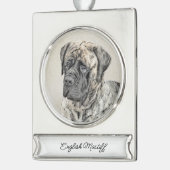 Engels Mastiff (Brindle) schilderen - Dog Art Verzilverd Banner Ornament (Links)