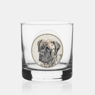 Engels Mastiff (Brindle) schilderen - Dog Art Whisky Glas