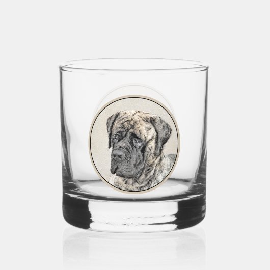 Engels Mastiff (Brindle) schilderen - Dog Art Whisky Glas (Voorkant)