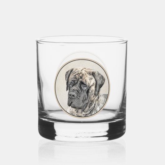 Engels Mastiff (Brindle) schilderen - Dog Art Whisky Glas (Achterkant)