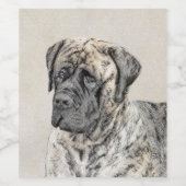 Engels Mastiff (Brindle) schilderen - Dog Art Wijn Etiket (Enkel label)