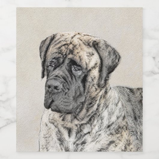 Engels Mastiff (Brindle) schilderen - Dog Art Wijn Etiket (Enkel label)