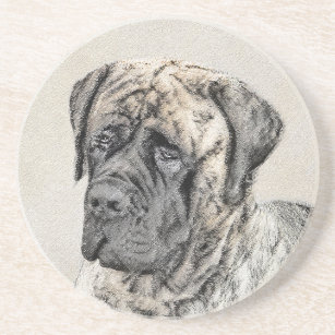 Engels Mastiff (Brindle) schilderen - Dog Art Zandsteen Onderzetter