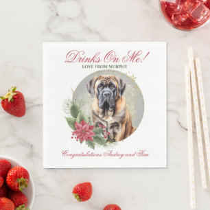Engels Mastiff Hond bruiloft servetten met foto