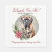 Engels Mastiff Hond bruiloft servetten met foto (Voorkant)