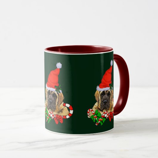 Engels Mastiff Puppy Kerstcadeaus Mok (Voorkant rechts)