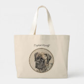 Engels Mastiff Schilderij Brindle Originele Hond A Grote Tote Bag (Achterkant)