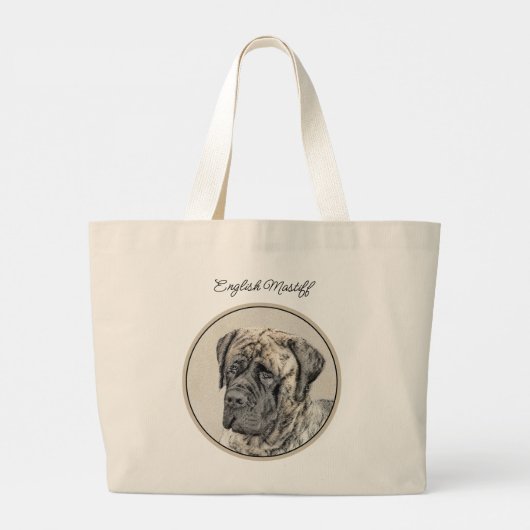 Engels Mastiff Schilderij Brindle Originele Hond A Grote Tote Bag (Achterkant)