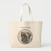 Engels Mastiff Schilderij Brindle Originele Hond A Grote Tote Bag (Voorkant)