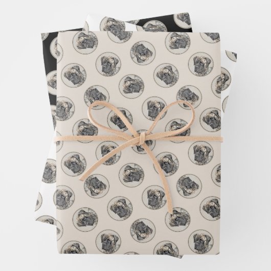 Engels Mastiff Schilderij Brindle Originele Hond A Inpakpapier Vel (In situ)