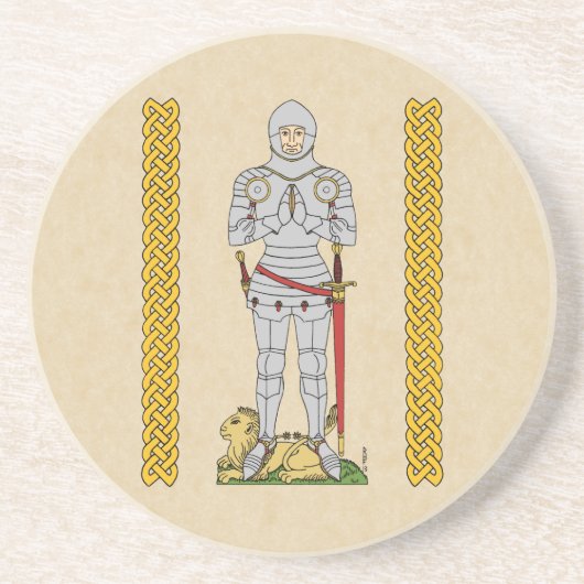 Engels Medieval Knight Circa 1430 Zandsteen Onderzetter (Voorkant)