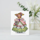  Engels meisje in Elizabeth Dress Briefkaart (Staand voorkant)