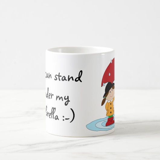 Engels meisje met paraplu in regen koffiemok (Center)