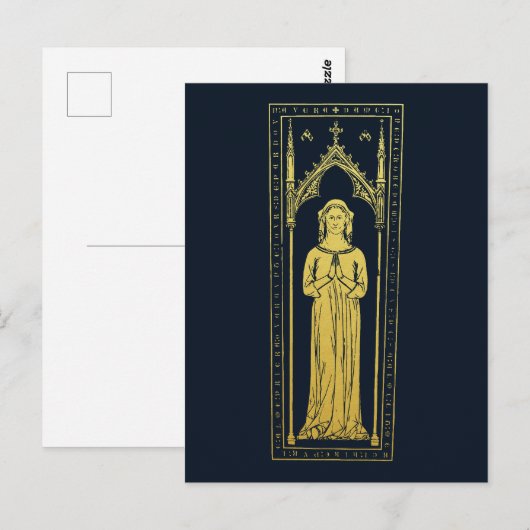 Engels middeleeuws portret 1300 Lady Joan Cobham Briefkaart (Voorkant / Achterkant)