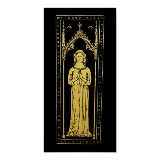 Engels middeleeuws portret 1300 Lady Joan Cobham Perfect Poster (Voorkant)