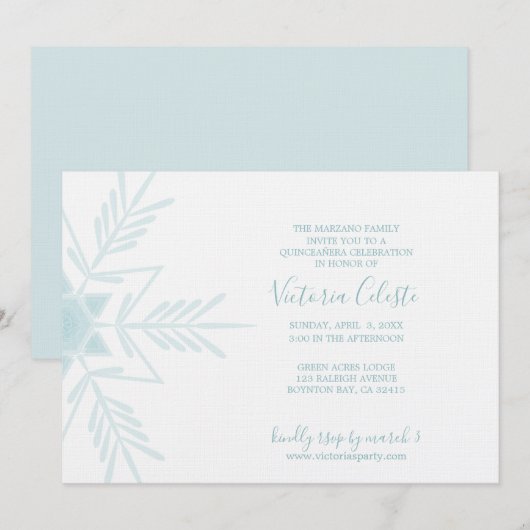 ENGELS modern blauw WINTER WONDERLAND quinceañera Kaart (Voorkant / Achterkant)