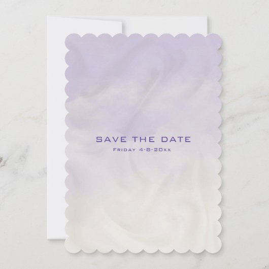 Engels Moslim Lavendel & groene Waterverf Bloemen Save The Date (Achterkant)