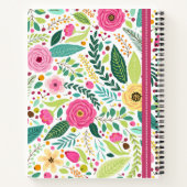 Engels Notitieboek Hoesje in roze kleurrijke bloem (Achterkant)