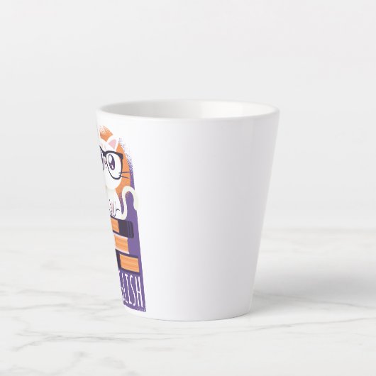 ENGELS ONDERWIJZER Cadeau - Cute Kawaii Kat Paars Latte Mok (Voorkant)