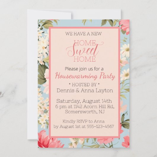Engels Platteland Bloemen Housewarming Party Kaart (Voorkant)