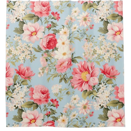 Engels platteland bloementuin douchegordijn (Voorkant)