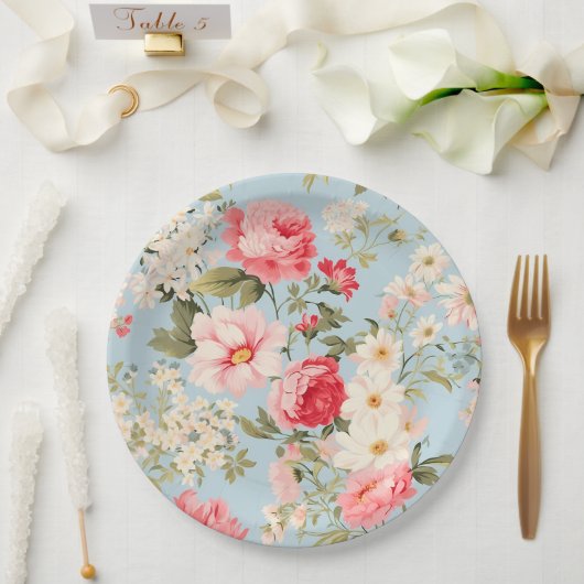 Engels platteland bloementuin papieren bordje (Huwelijk)