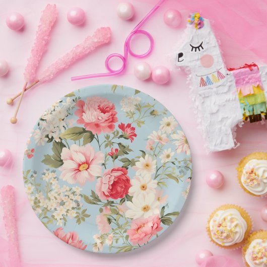 Engels platteland bloementuin papieren bordje (Feest)