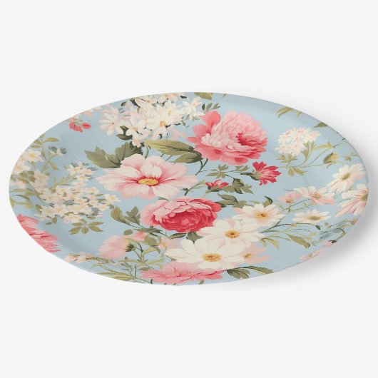 Engels platteland bloementuin papieren bordje (Gekanteld)