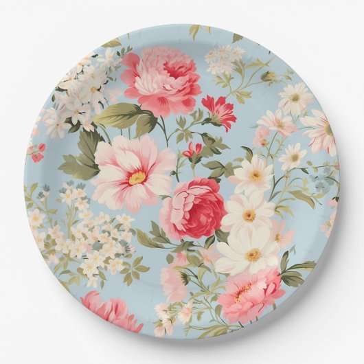 Engels platteland bloementuin papieren bordje (Voorkant)