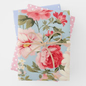 Engels Platteland Bloemtuin en Polka Dots Inpakpapier Vel (In situ)