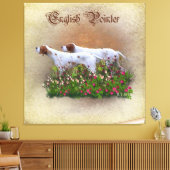 Engels Pointer Tapestry Poster Triptych AcrylP Canvas Afdruk (Insitu (Woonkamer))