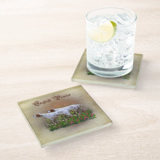 Engels Pointer Tapestry Poster Triptych AcrylP Glazen Onderzetter (Schuin)